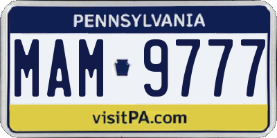 PA license plate MAM9777