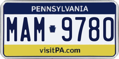 PA license plate MAM9780