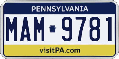PA license plate MAM9781