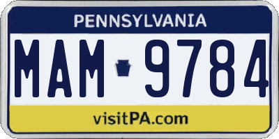 PA license plate MAM9784