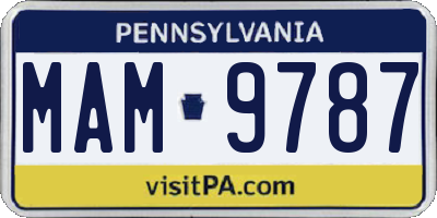 PA license plate MAM9787