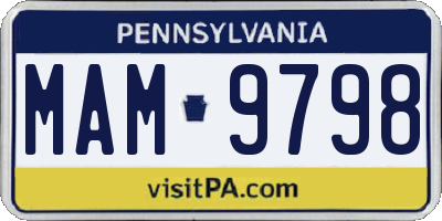 PA license plate MAM9798