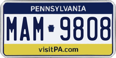 PA license plate MAM9808