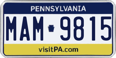 PA license plate MAM9815