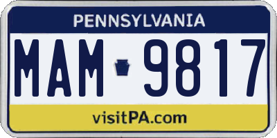 PA license plate MAM9817