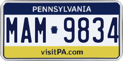 PA license plate MAM9834