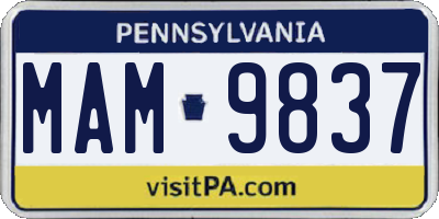 PA license plate MAM9837