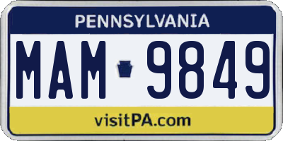 PA license plate MAM9849