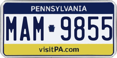 PA license plate MAM9855