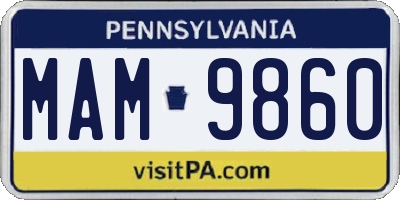 PA license plate MAM9860