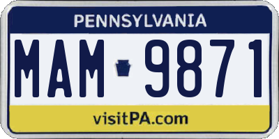 PA license plate MAM9871