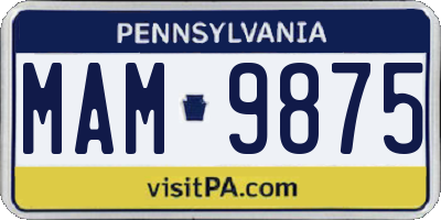 PA license plate MAM9875