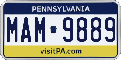 PA license plate MAM9889