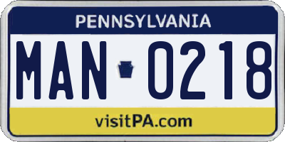 PA license plate MAN0218