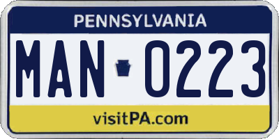 PA license plate MAN0223