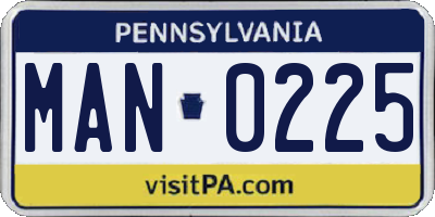PA license plate MAN0225