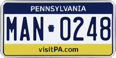 PA license plate MAN0248