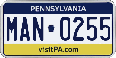PA license plate MAN0255