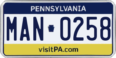 PA license plate MAN0258