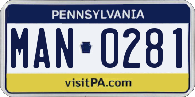 PA license plate MAN0281