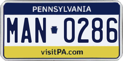 PA license plate MAN0286