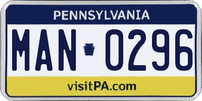 PA license plate MAN0296
