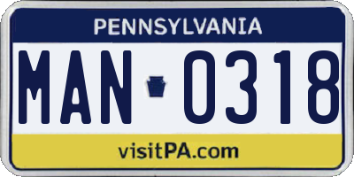 PA license plate MAN0318
