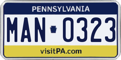 PA license plate MAN0323