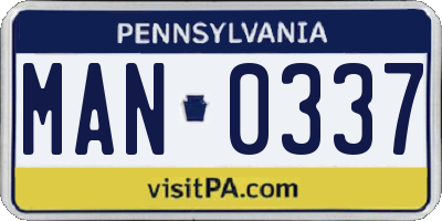 PA license plate MAN0337