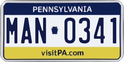 PA license plate MAN0341