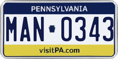 PA license plate MAN0343