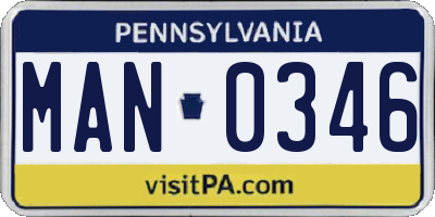 PA license plate MAN0346