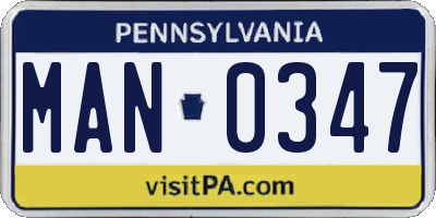 PA license plate MAN0347
