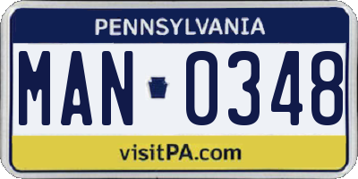 PA license plate MAN0348