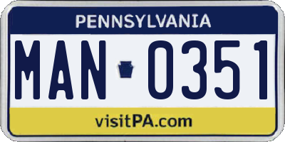 PA license plate MAN0351