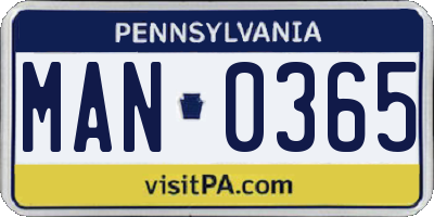 PA license plate MAN0365