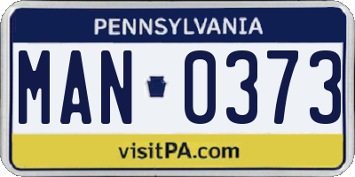 PA license plate MAN0373