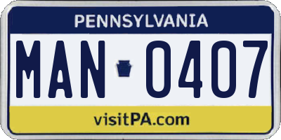 PA license plate MAN0407