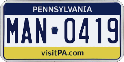 PA license plate MAN0419