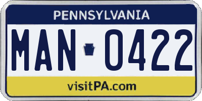 PA license plate MAN0422