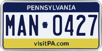 PA license plate MAN0427