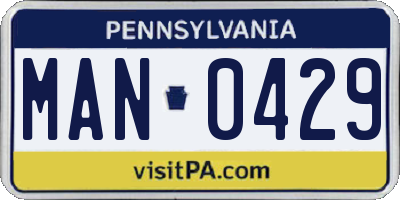 PA license plate MAN0429