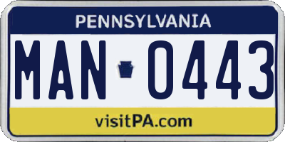 PA license plate MAN0443