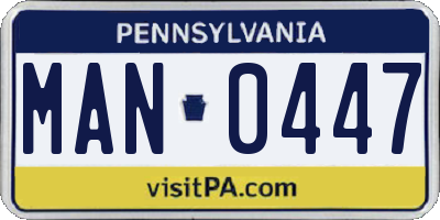 PA license plate MAN0447