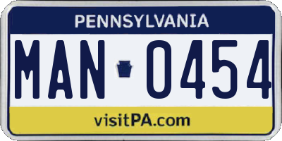 PA license plate MAN0454