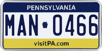 PA license plate MAN0466