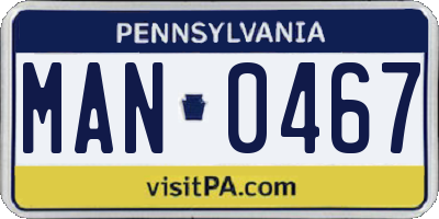 PA license plate MAN0467