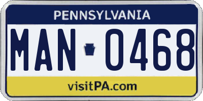 PA license plate MAN0468