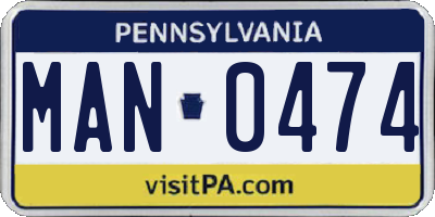 PA license plate MAN0474