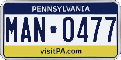 PA license plate MAN0477